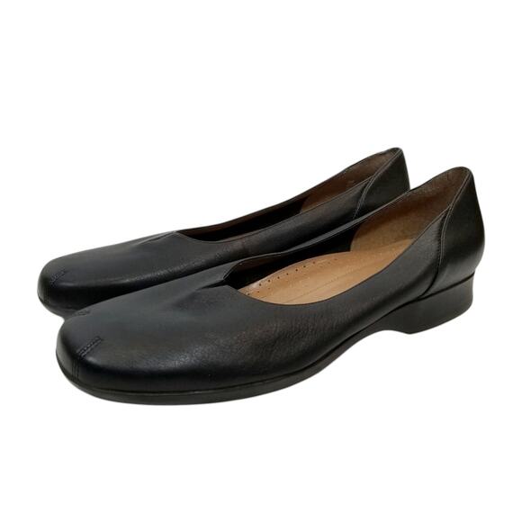 Naturalizer Women's Low Wedge Heel Black Leather Flats Size 9 - Picture 1 of 8